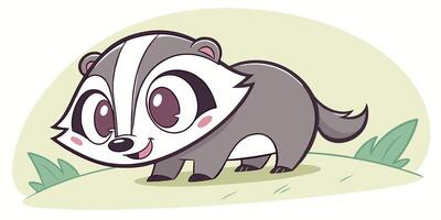 A cartoon badger with big eyes and a big nose vector