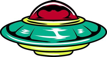 Spaceship UFO Cartoon Character Illustration for sticker, badge, patch, banner, greeting card, invitation vector