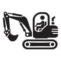 Excavator Operator Silhouette Illustration Heavy Equipment vector