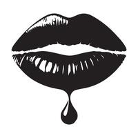 Silhouette Illustration of Lips with Dripping Gloss vector
