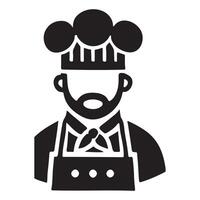 Chef with Beard Silhouette in Apron Icon vector
