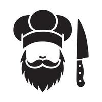 Silhouette Chef with Beard and Knife Illustration vector