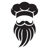 Stylish Chef Silhouette with Long Beard and Hat vector