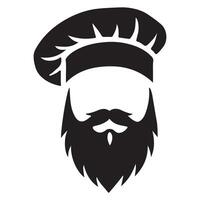 Chef Silhouette with a Full Beard in a Toque vector