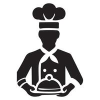 Chef Serving Dish Silhouette Icon Design vector