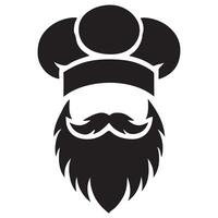 Chef with Beard and Toque Silhouette Graphic vector
