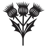 Detailed Black Silhouette Thistle Trio Illustration vector