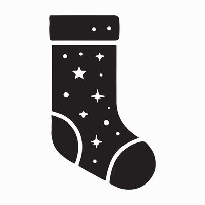 Christmas Stocking with Stars Silhouette Design