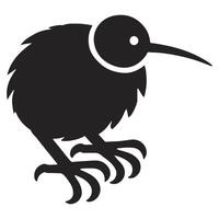 Stylized Kiwi Bird Silhouette Graphic Art vector
