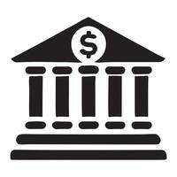 Bank Building with Dollar Sign Silhouette Icon vector