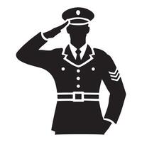 Silhouette of a Male Soldier in Uniform Saluting vector