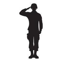Silhouette of a Saluting Soldier in Military Uniform vector