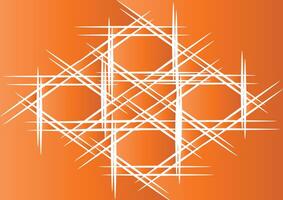 Illustration of orange gradient background with white lines and geometric shapes vector