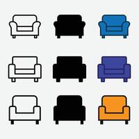 Sofa Icon . Collection Of Sofa Icon . Containing sofa, chaise longue, couch, armchair, settee, single. vector