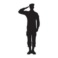 Silhouette of a Saluting Male Soldier in Uniform vector