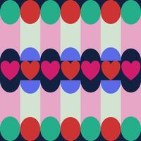 Heart Circle Colourful Geometric Verical Motif Graphic For Valentine Print Product Retro Background. vector