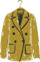 A jacket with a black collar and a gold color vector