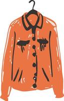 An orange jacket with a black collar and buttons vector