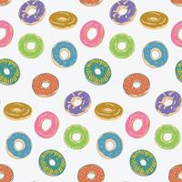 Seamless pattern of donut in hand drawn style vector