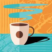cup of coffee illustration with abstract pop art background style vector