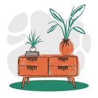 drawer table furniture illustration sketchy hand drawing style vector