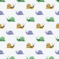 Snails seamless pattern in hand drawn style vector
