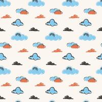 Clouds seamless pattern in hand drawn style vector