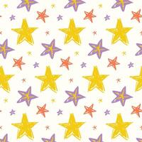 Stars seamless pattern in hand drawn style vector