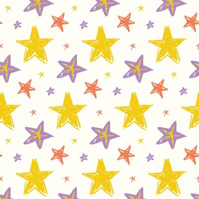 Stars seamless pattern in hand drawn style