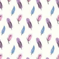 Feathers seamless pattern in hand drawn style vector