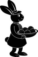 Easter bunny with a tray of eggs vector