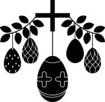 Easter eggs hanging from a cross vector