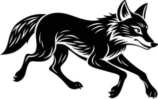 Black and white wolf running vector