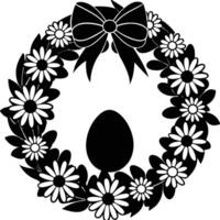 Easter wreath with flowers and an egg vector