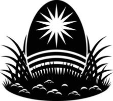 An easter egg with a sun in the background vector