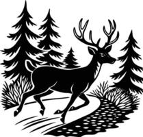 Deer running in the forest vector