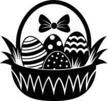 Easter eggs in a basket with a bow vector