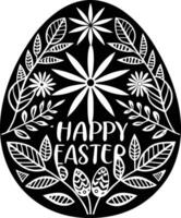 An easter egg with flowers and leaves on it and the words happy easter vector