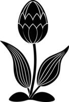 A black and white flower with leaves vector