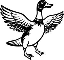 A black and white drawing of a duck vector