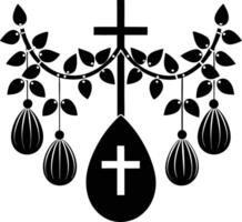 A cross and a bunch of leaves with crosses on them vector