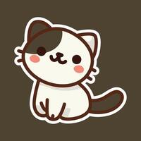 Charming Gray Cat Lying Down with Orange Background - Cute Illustration vector