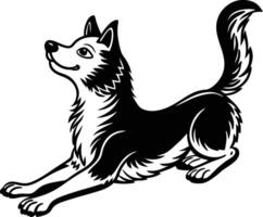 A black and white drawing of a dog vector