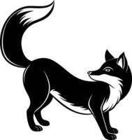 Black and white fox silhouette vector