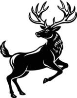 A black and white silhouette of a deer vector