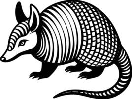 An armadillo with a black and white striped pattern vector