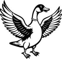 A black and white drawing of a goose vector