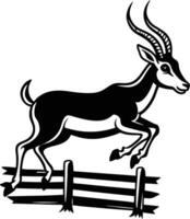 An antelope jumping over a fence vector