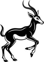 An antelope running in black and white vector