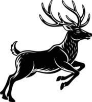 A black and white drawing of a deer running vector
